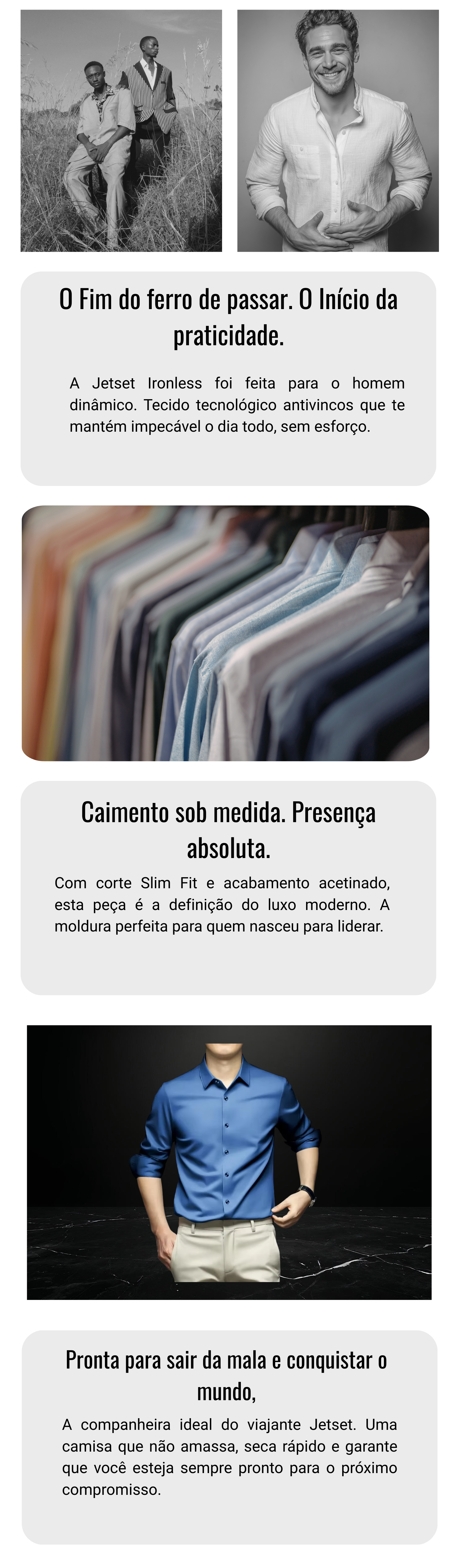 Camisa Executiva Jetset Ironless — Edição Slim Fit Antivincos